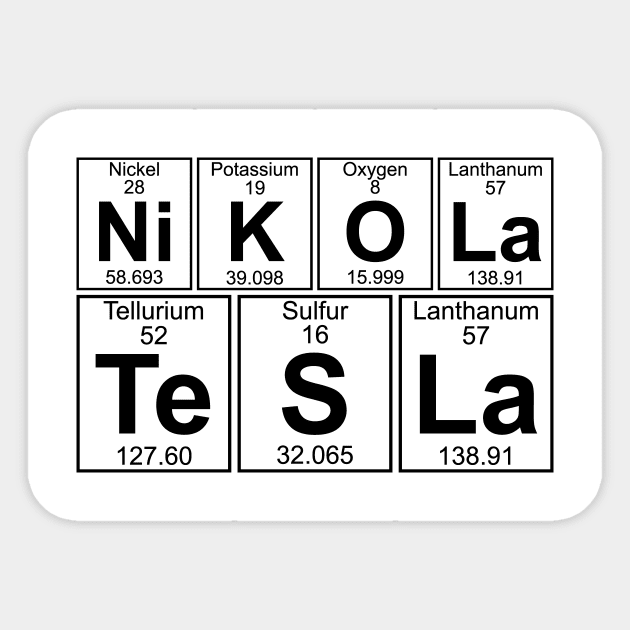 Ni-K-O-La Te-S-La (Nikola Tesla) Sticker by Donald Hugens